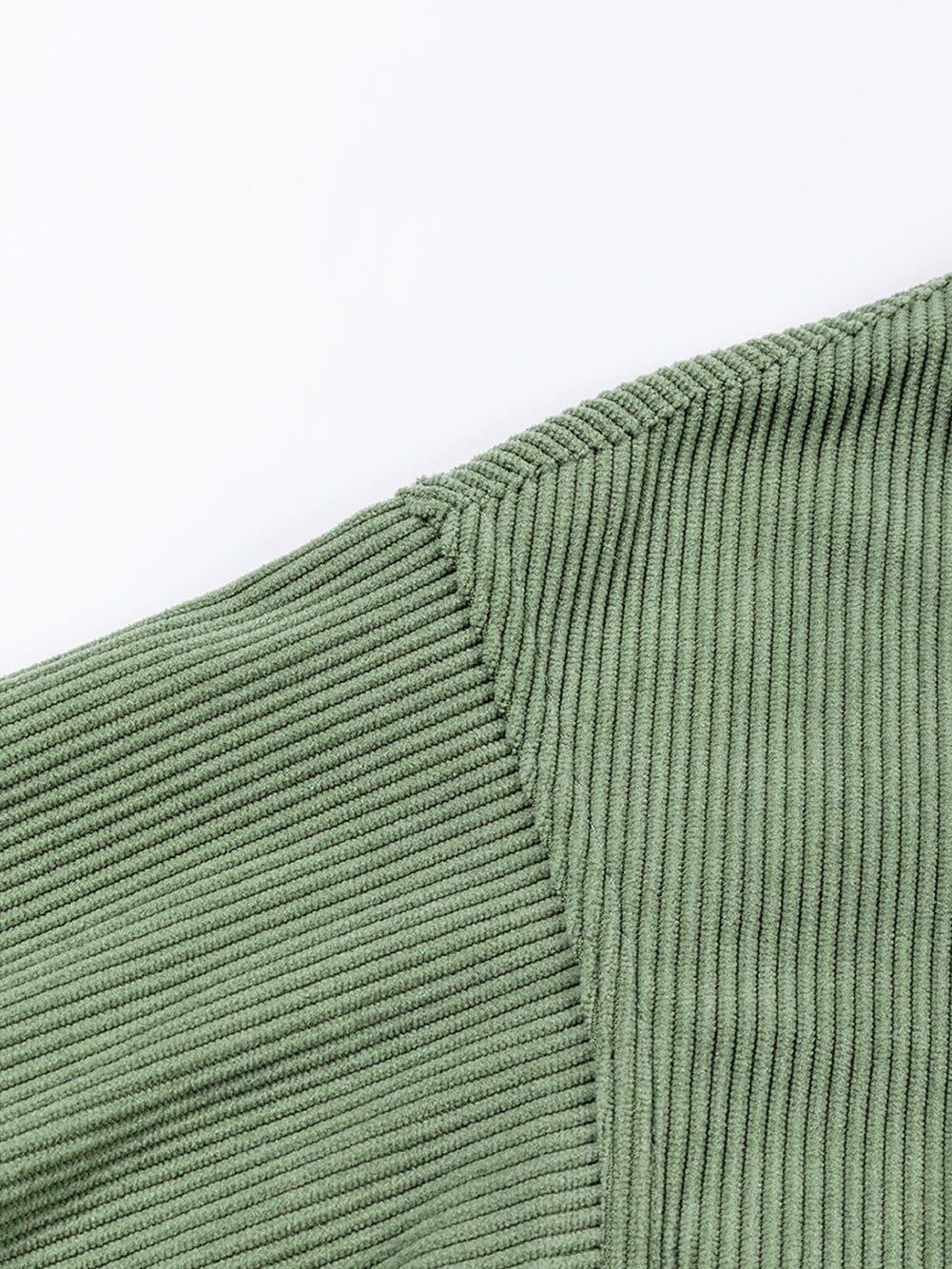 Cozy Green Corduroy Sweatshirt with Ribbed Details