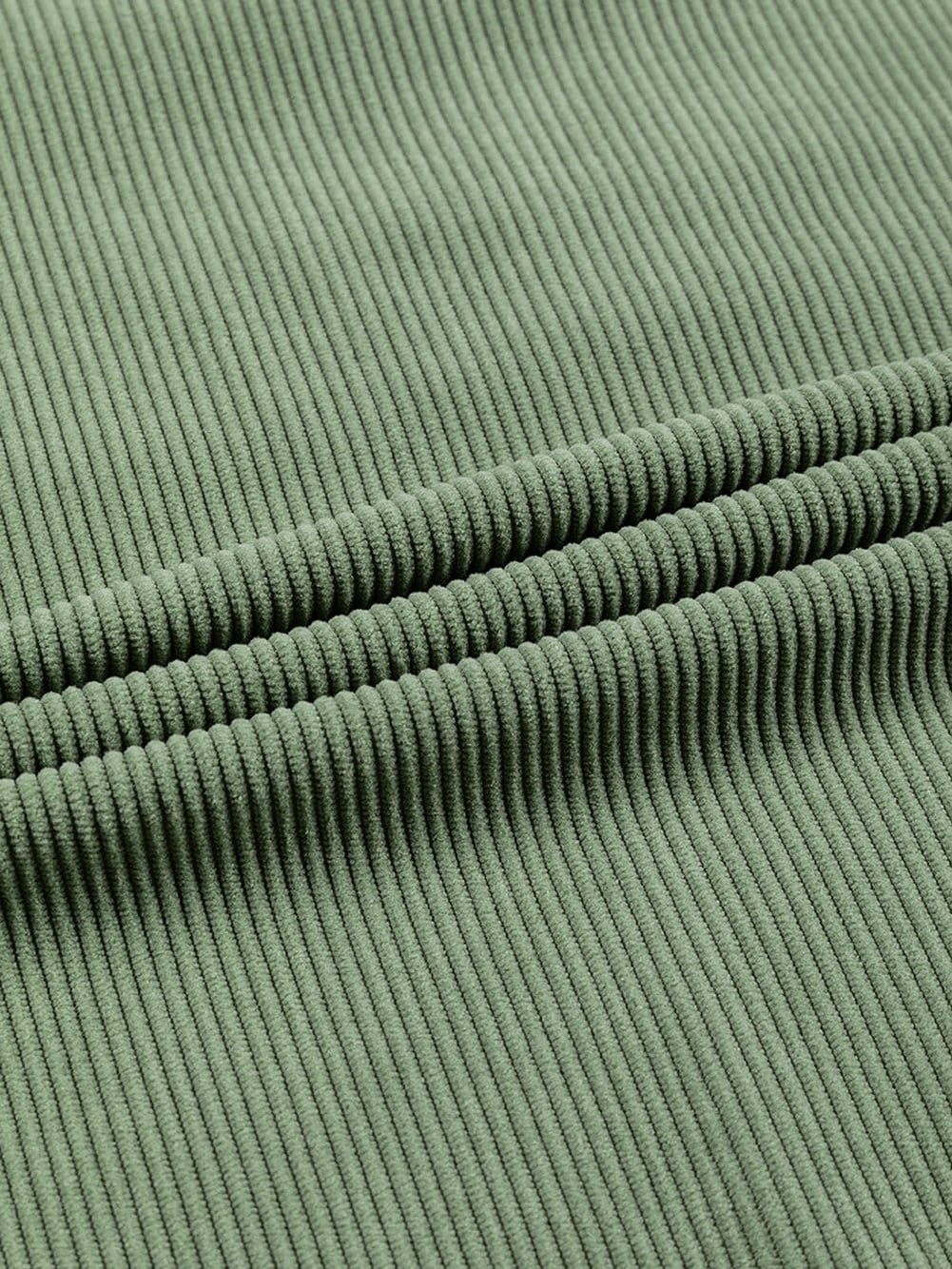 Cozy Green Corduroy Sweatshirt with Ribbed Details