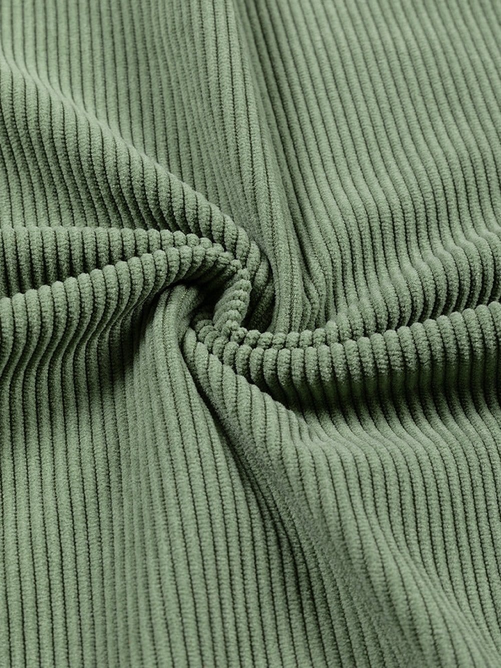 Cozy Green Corduroy Sweatshirt with Ribbed Details