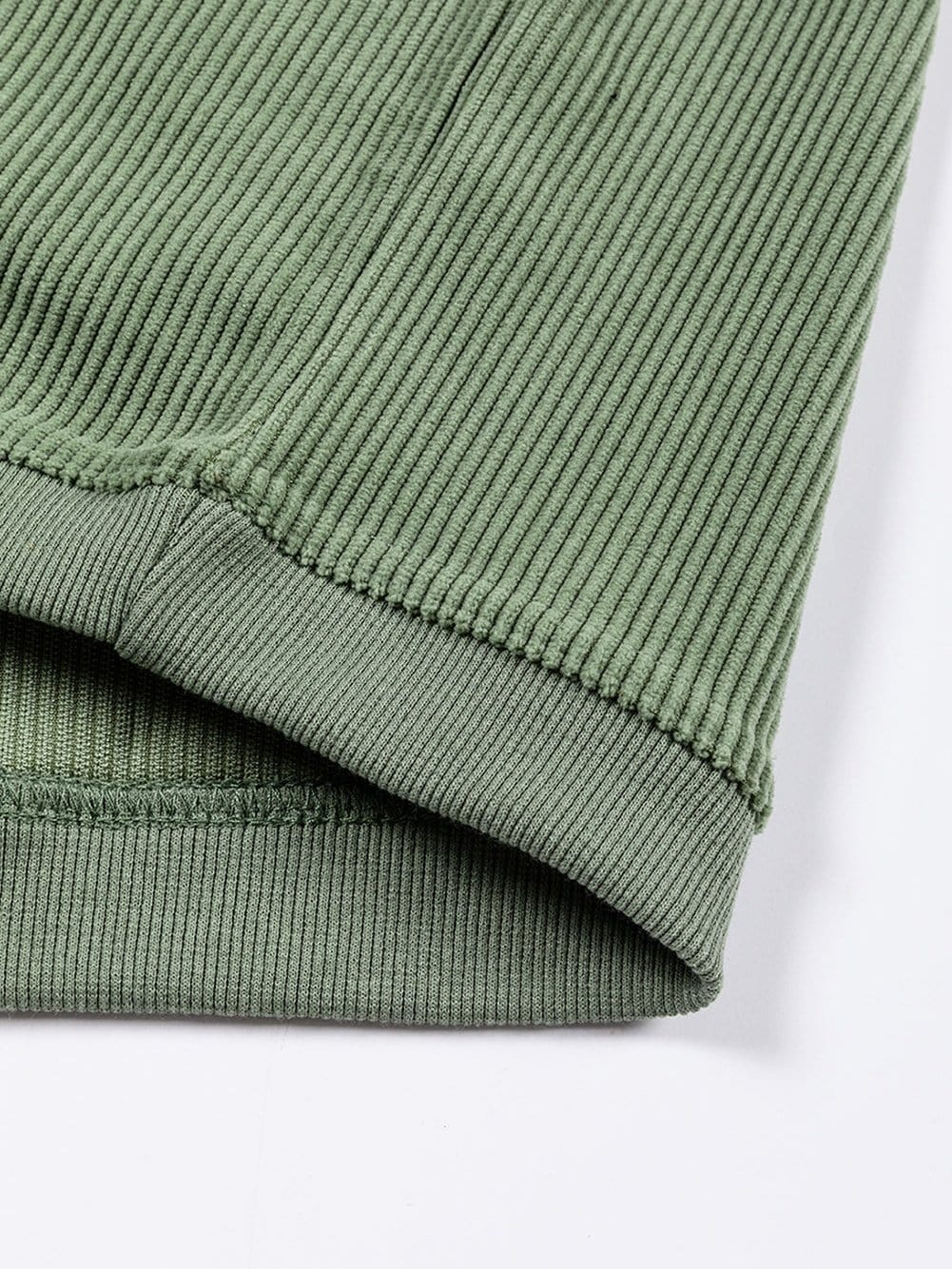 Cozy Green Corduroy Sweatshirt with Ribbed Details