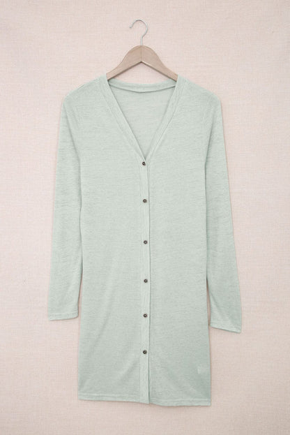 Cozy Green V-Neck Cardigan with Buttons