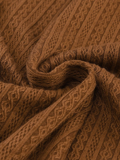 Cozy Knit Waffle Button-Up Top