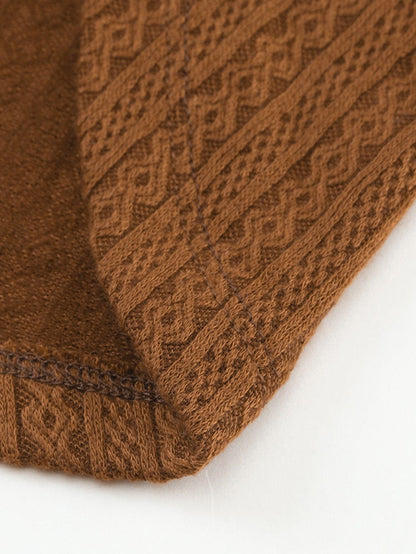 Cozy Knit Waffle Button-Up Top