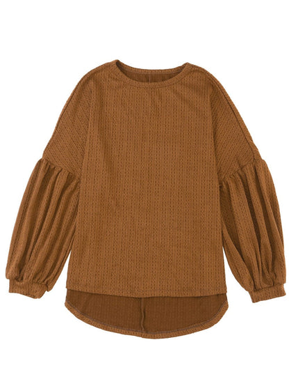 Cozy Knit Waffle Button-Up Top