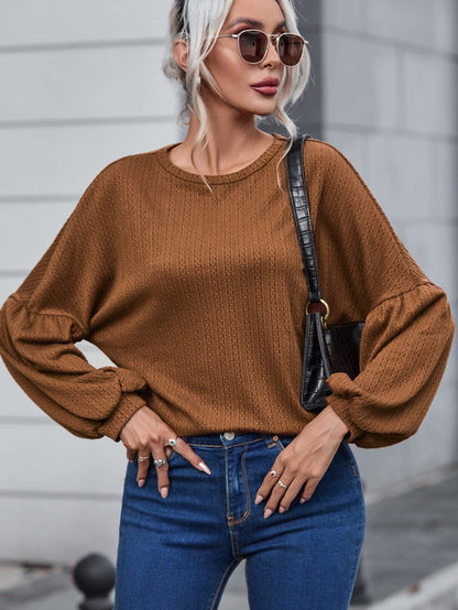 Cozy Knit Waffle Button-Up Top