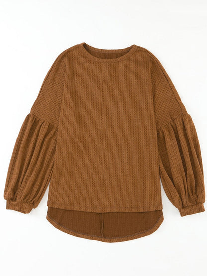 Cozy Knit Waffle Button-Up Top