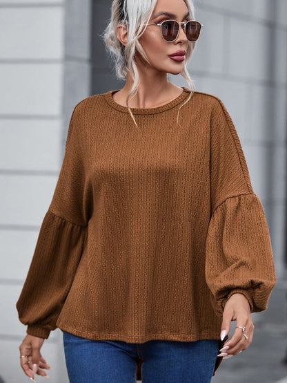 Cozy Knit Waffle Button-Up Top