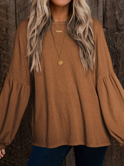 Cozy Knit Waffle Button-Up Top