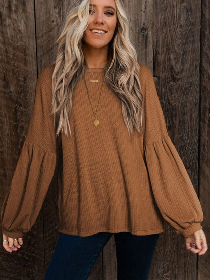 Cozy Knit Waffle Button-Up Top