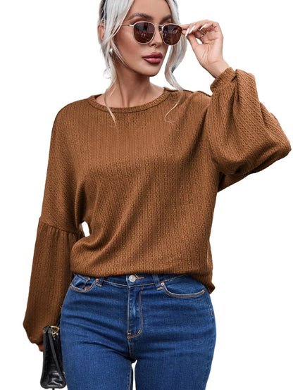 Cozy Knit Waffle Button-Up Top