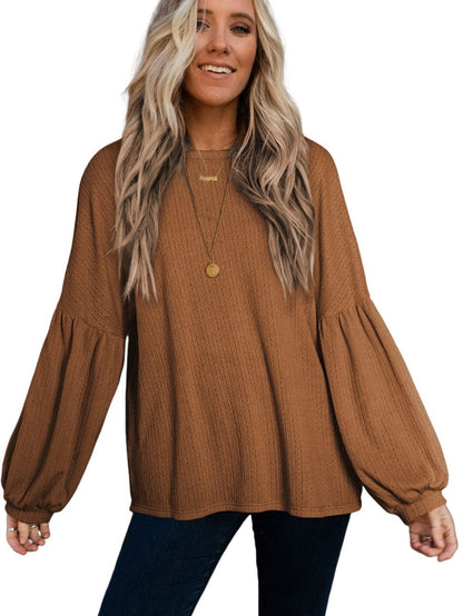 Cozy Knit Waffle Button-Up Top