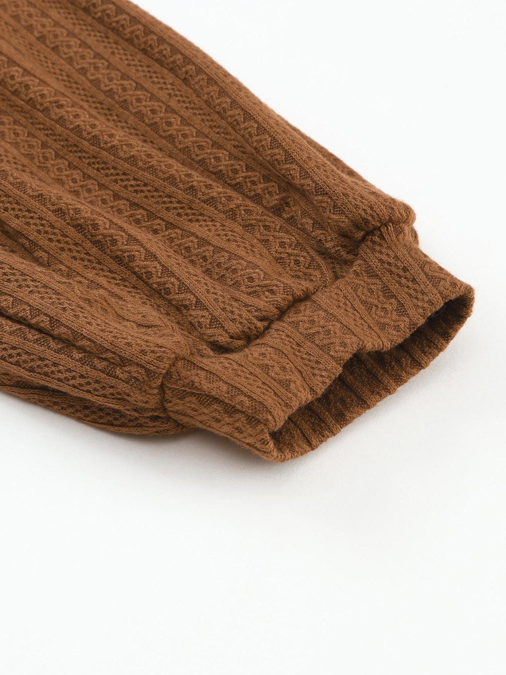 Cozy Knit Waffle Button-Up Top