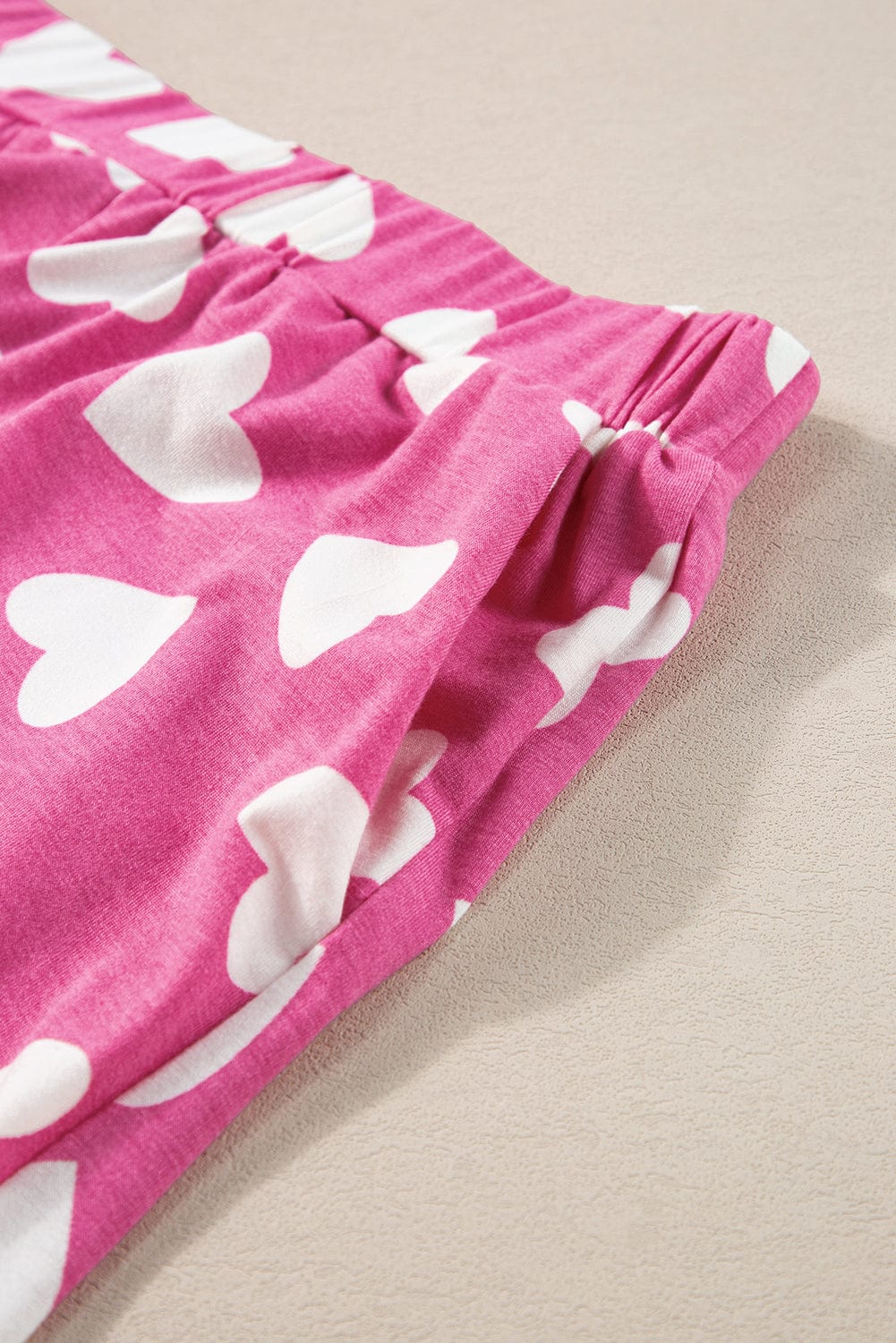 Cozy Pink Heart Print Lounge Set for Romantic Nights