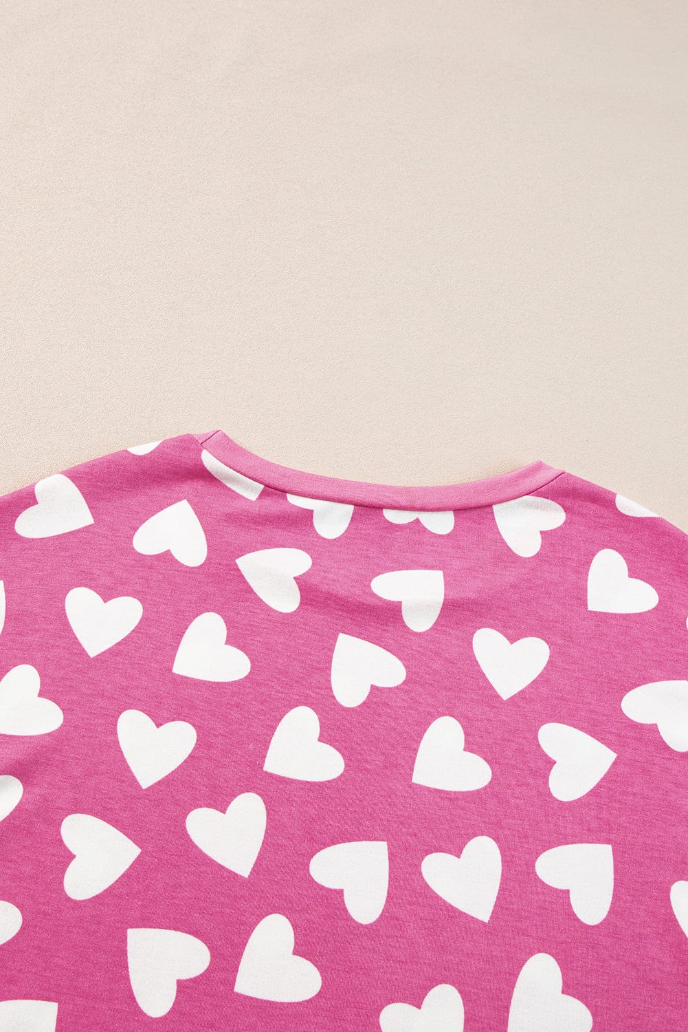 Cozy Pink Heart Print Lounge Set for Romantic Nights