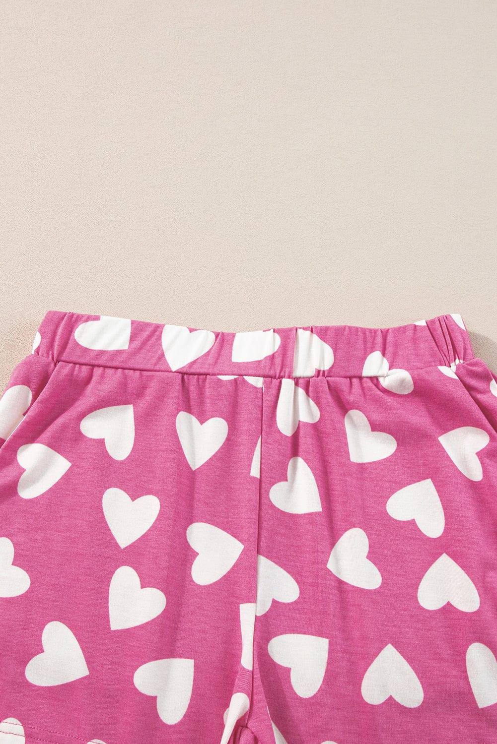 Cozy Pink Heart Print Lounge Set for Romantic Nights