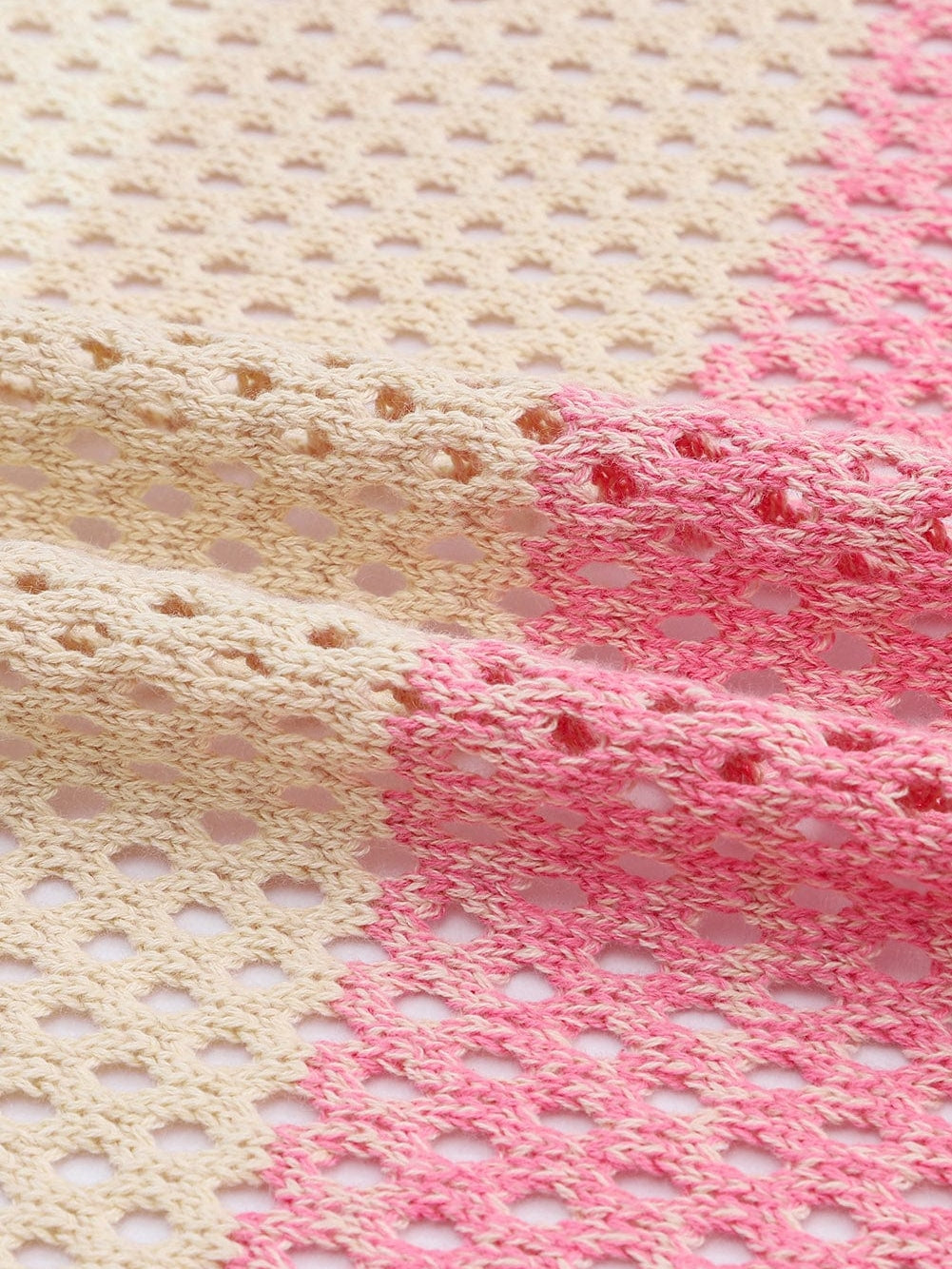 Cozy Pink Ombre Eyelet Knit Cardigan with Short Sleeves