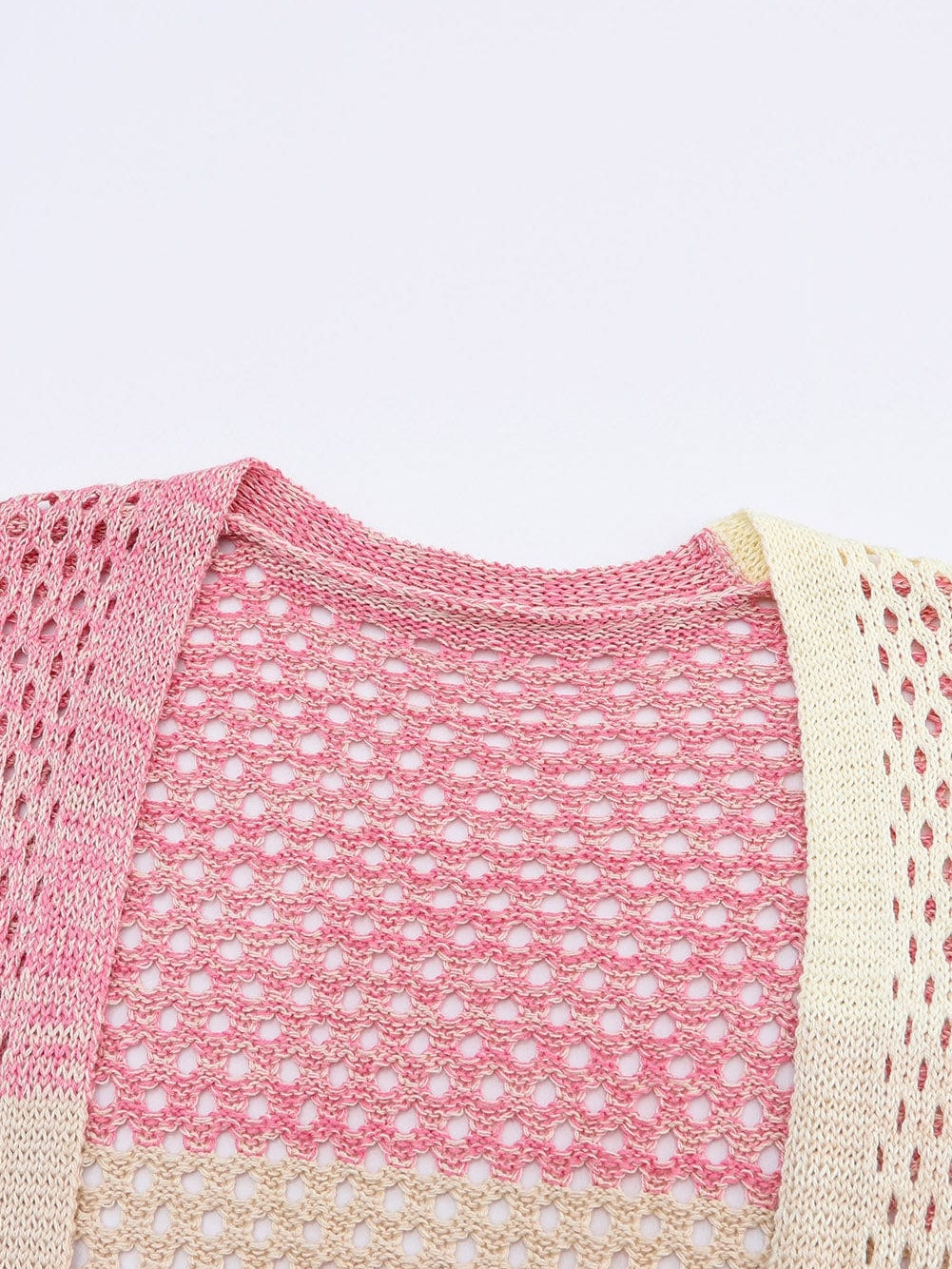 Cozy Pink Ombre Eyelet Knit Cardigan with Short Sleeves