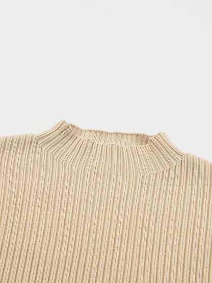 Cozy Ribbed Knit Sweater with Patch Pocket