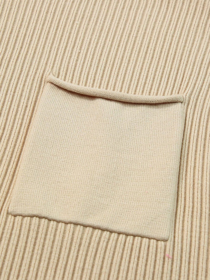 Cozy Ribbed Knit Sweater with Patch Pocket
