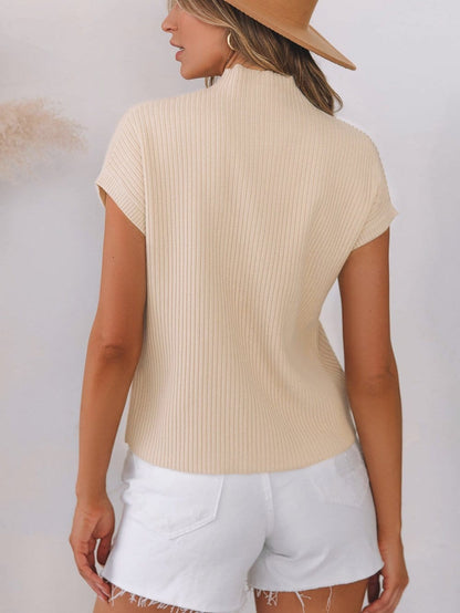 Cozy Ribbed Knit Sweater with Patch Pocket