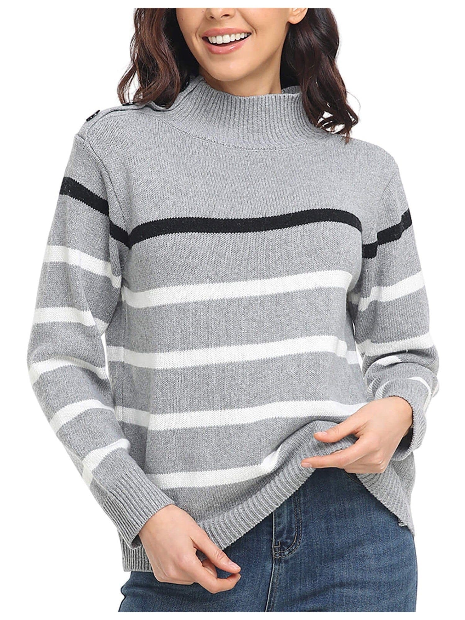 Cozy Stripe High Neck Sweater