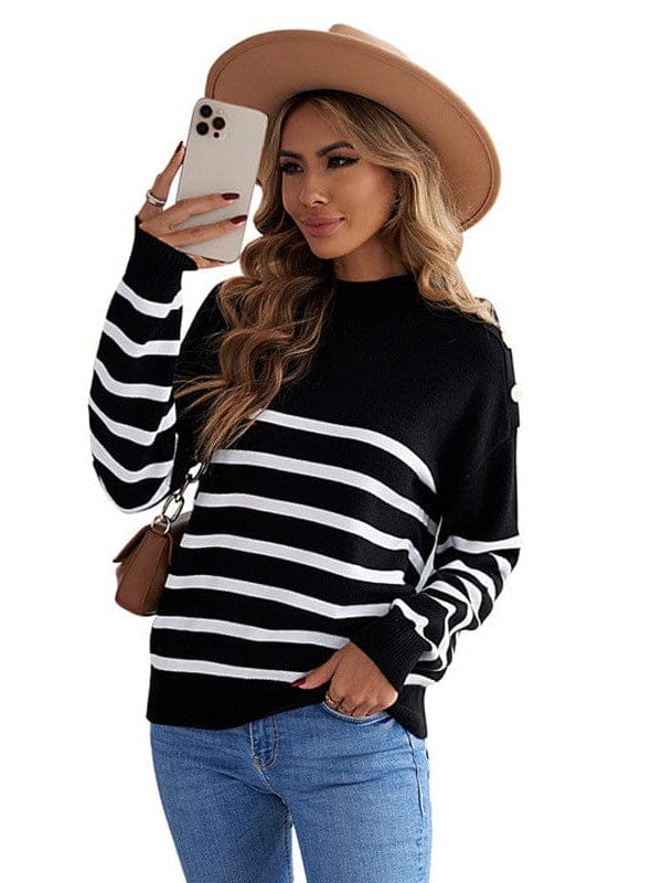 Cozy Stripe High Neck Sweater