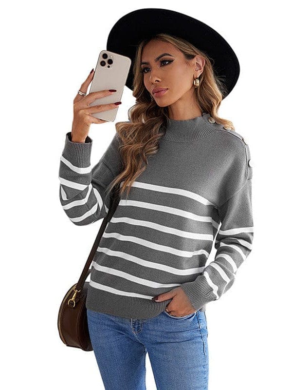 Cozy Stripe High Neck Sweater