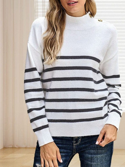 Cozy Stripe High Neck Sweater