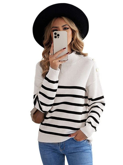 Cozy Stripe High Neck Sweater