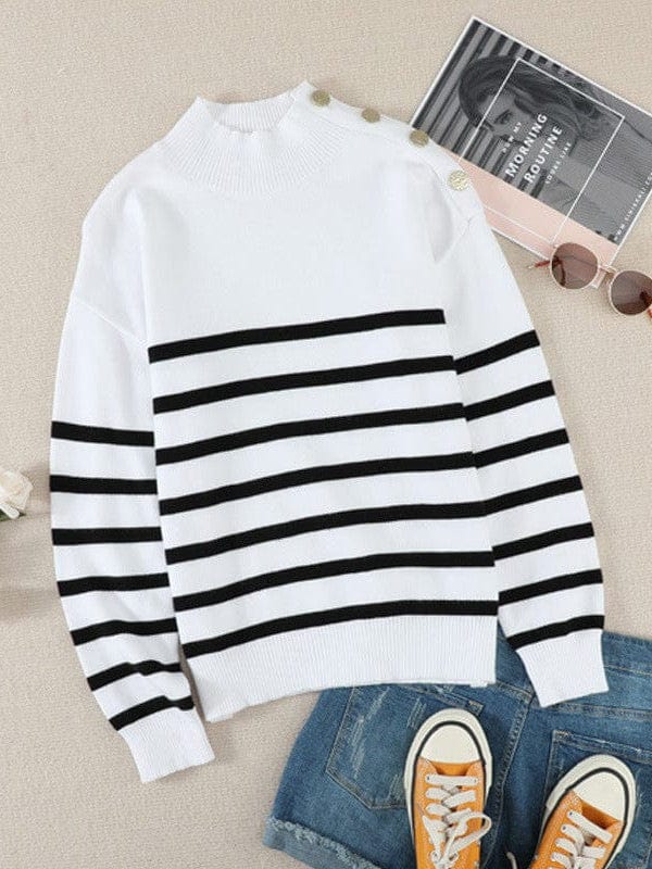 Cozy Stripe High Neck Sweater