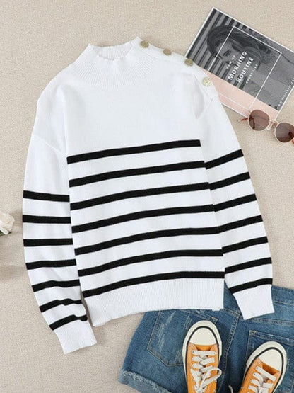 Cozy Stripe High Neck Sweater