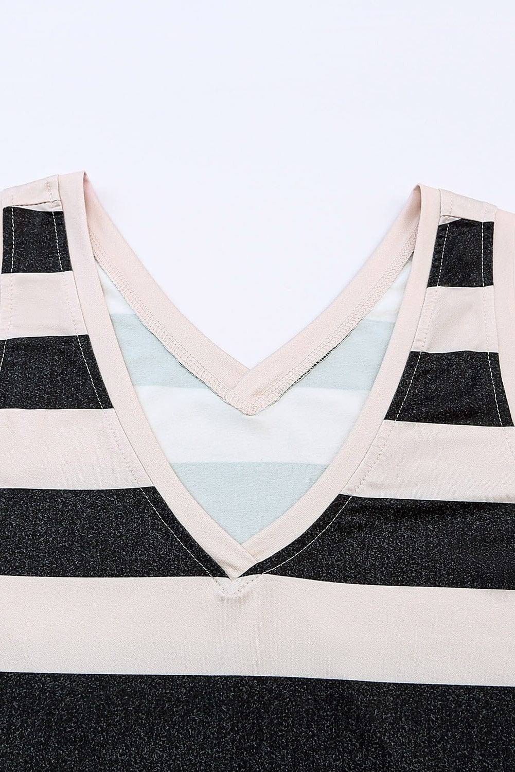 Cozy Striped Sleeveless V Neck Tank Top