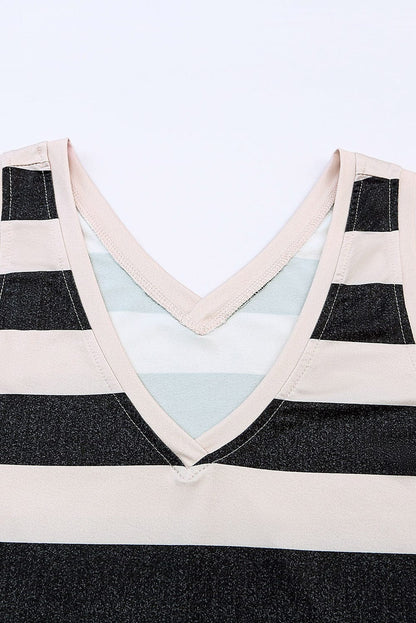 Cozy Striped Sleeveless V Neck Tank Top