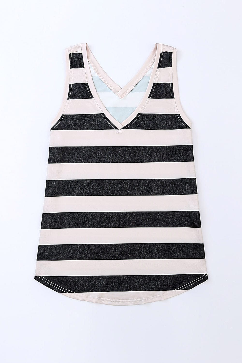 Cozy Striped Sleeveless V Neck Tank Top