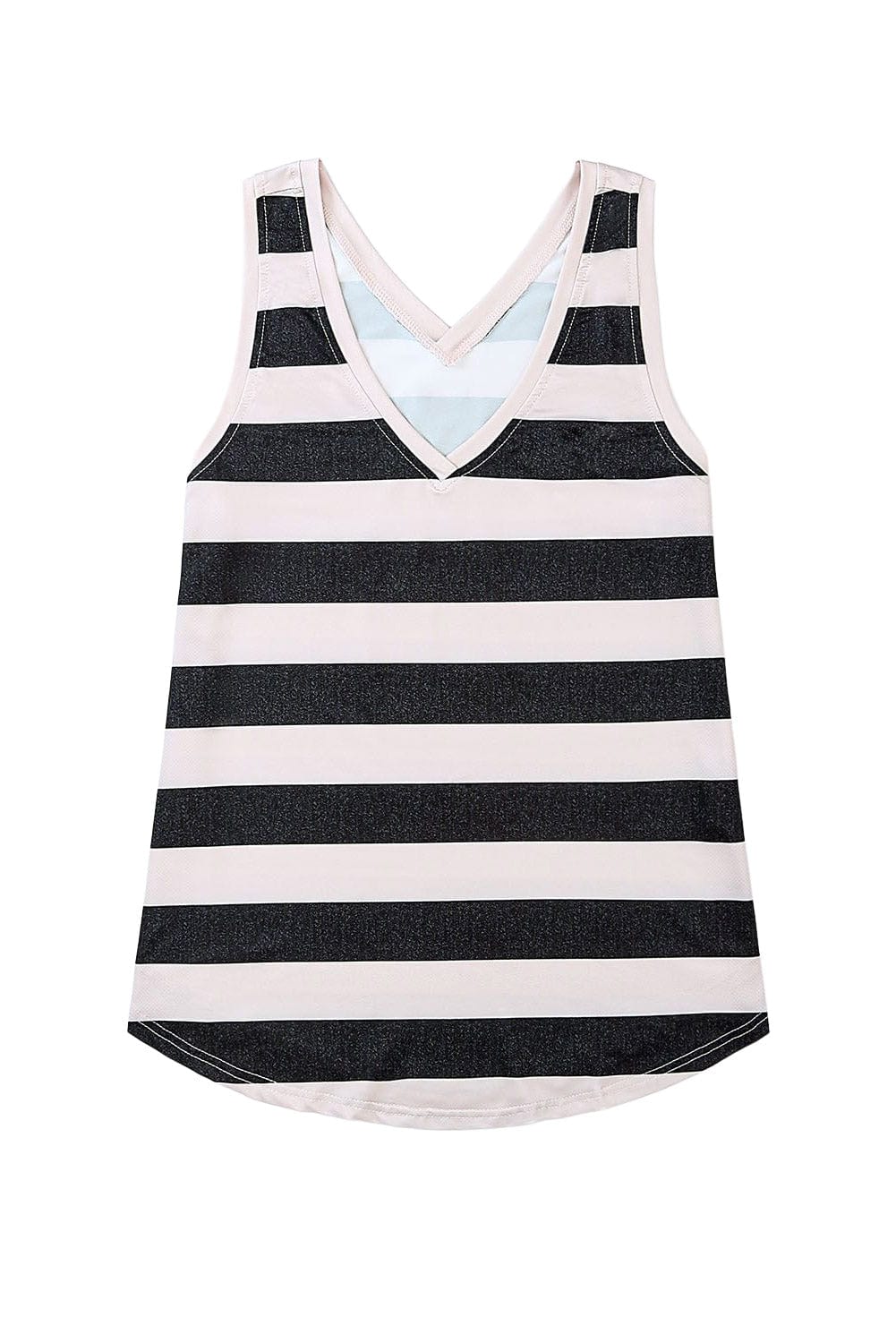 Cozy Striped Sleeveless V Neck Tank Top