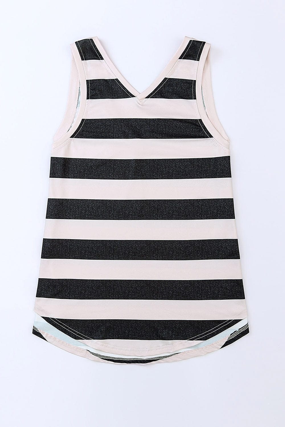Cozy Striped Sleeveless V Neck Tank Top