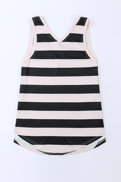 Cozy Striped Sleeveless V Neck Tank Top