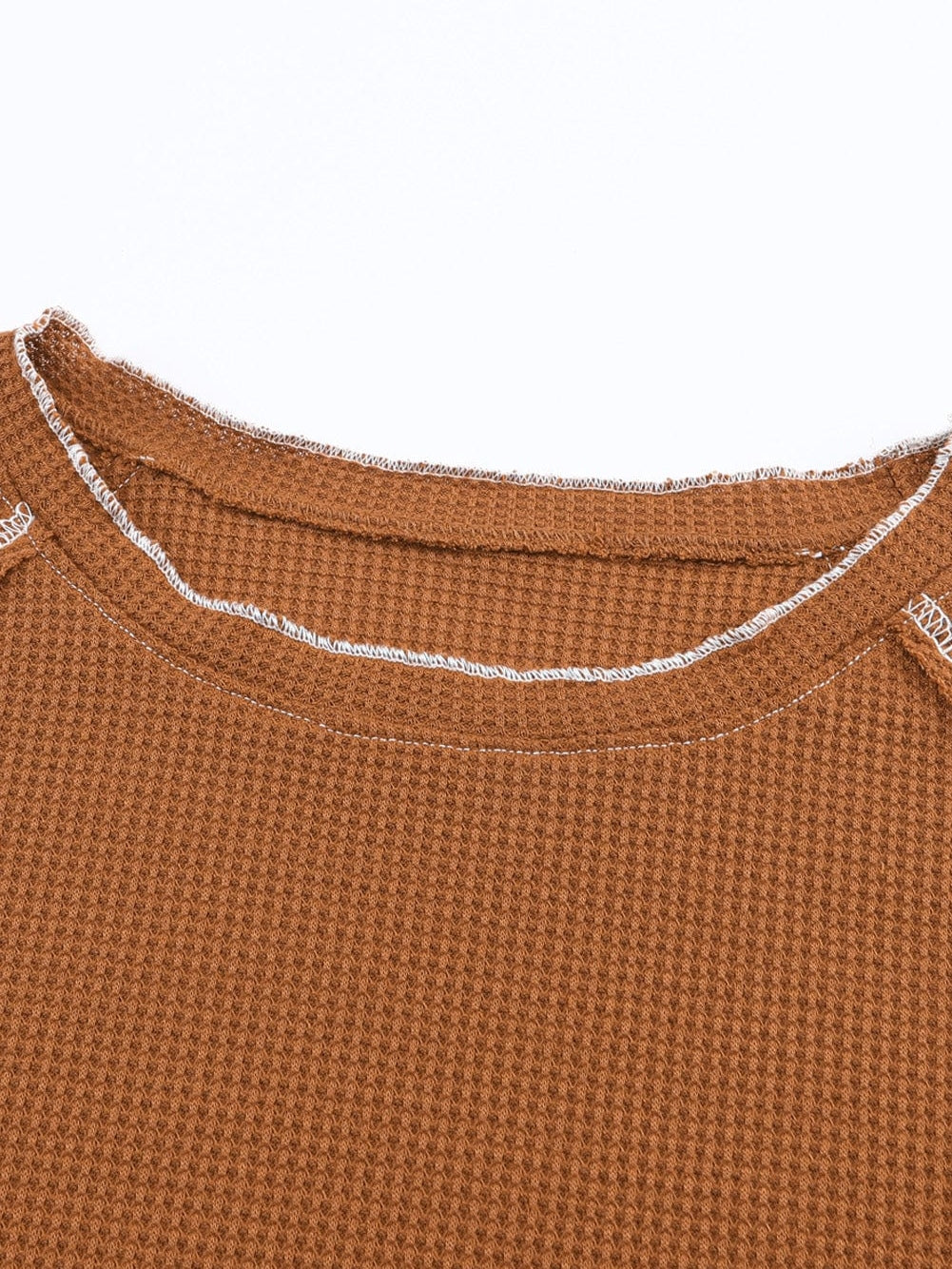 Cozy Waffle Knit Orange Top with Long Sleeves