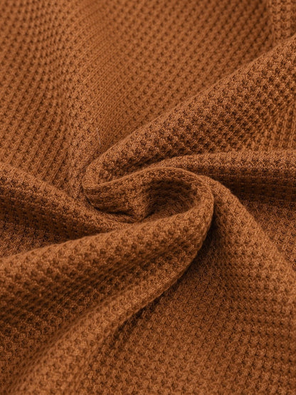 Cozy Waffle Knit Orange Top with Long Sleeves