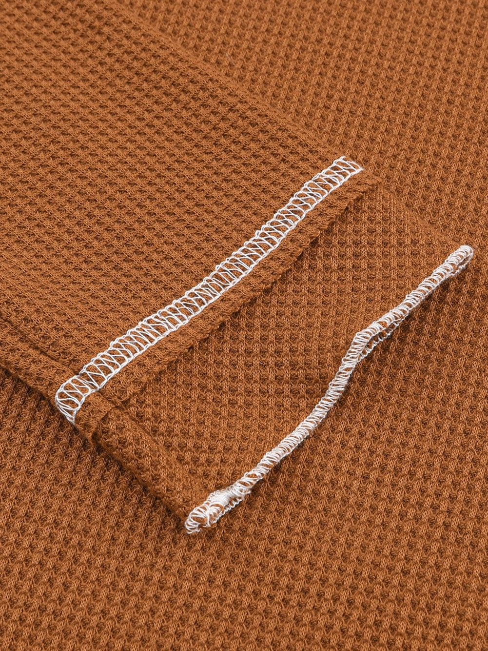 Cozy Waffle Knit Orange Top with Long Sleeves