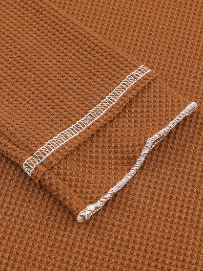 Cozy Waffle Knit Orange Top with Long Sleeves