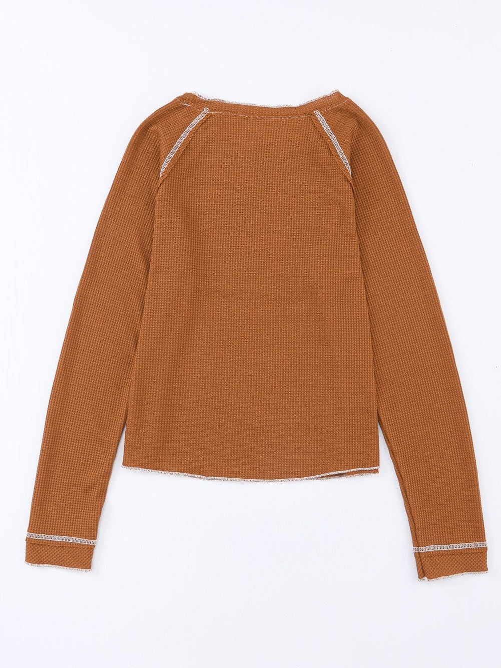 Cozy Waffle Knit Orange Top with Long Sleeves