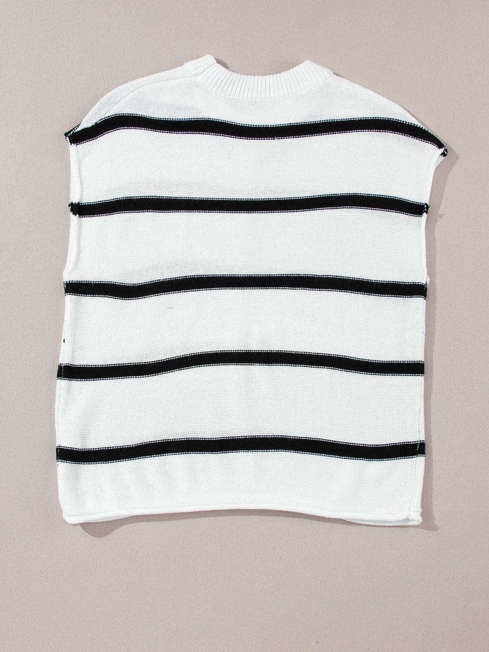 Cozy White Striped Batwing Sleeve Knit Top