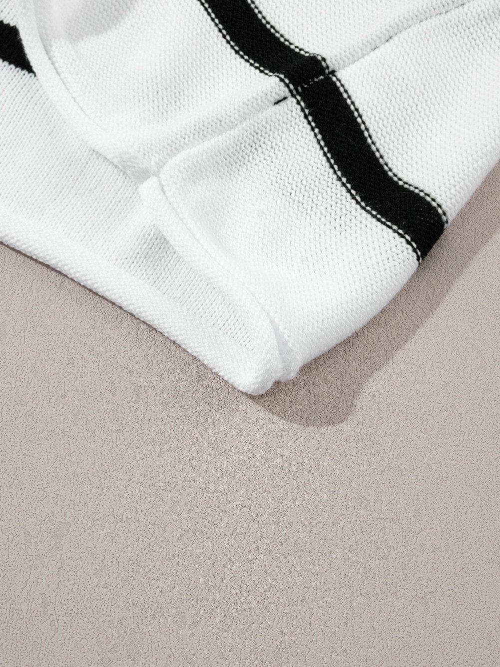 Cozy White Striped Batwing Sleeve Knit Top