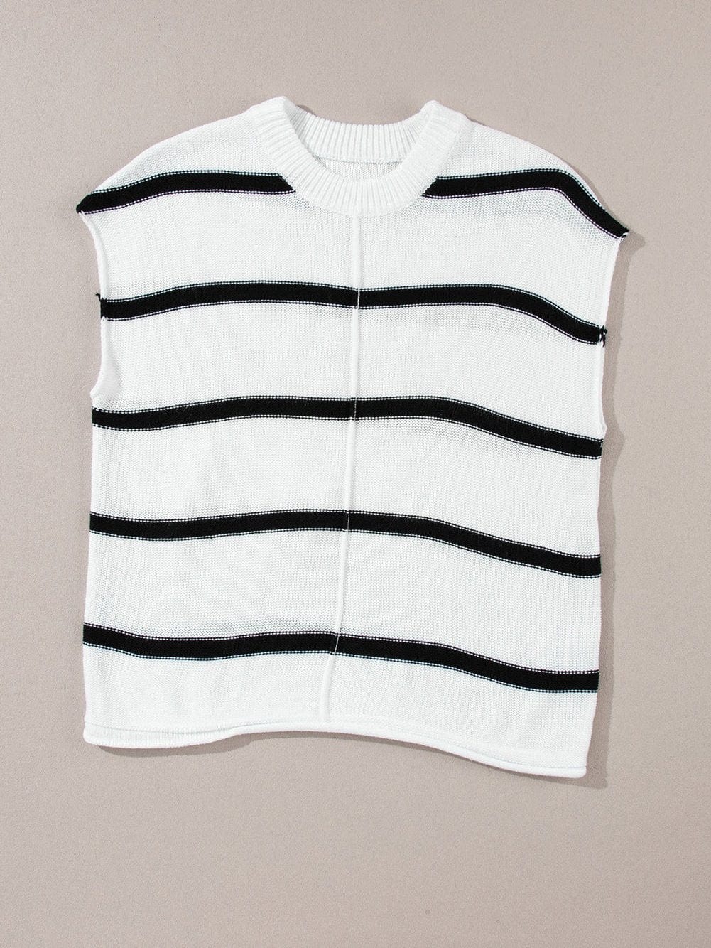 Cozy White Striped Batwing Sleeve Knit Top
