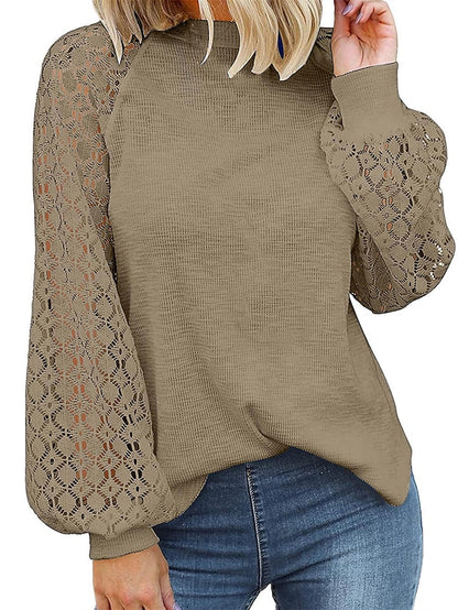 Women's Pullover Sweater Jumper Crew Neck Ribbed Knit Polyester Patchwork Summer Fall Outdoor Daily Going out Stylish Casual Soft Long Sleeve Solid Color Black Pink Navy Blue S M L