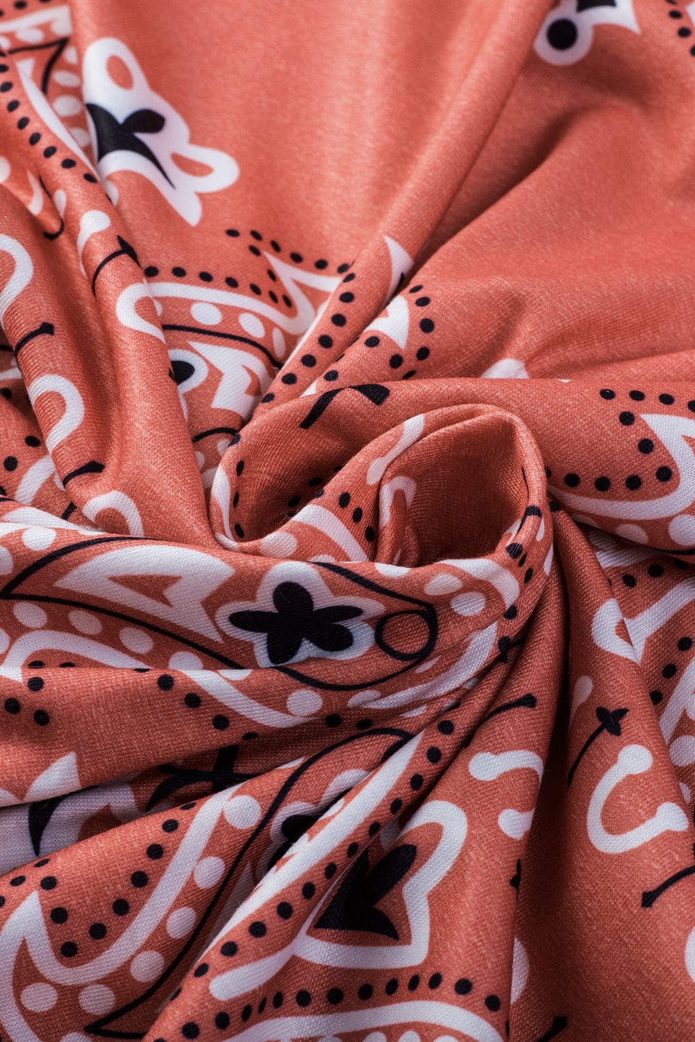 Crimson Bohemian Paisley Print Tee with Chic Side Slits