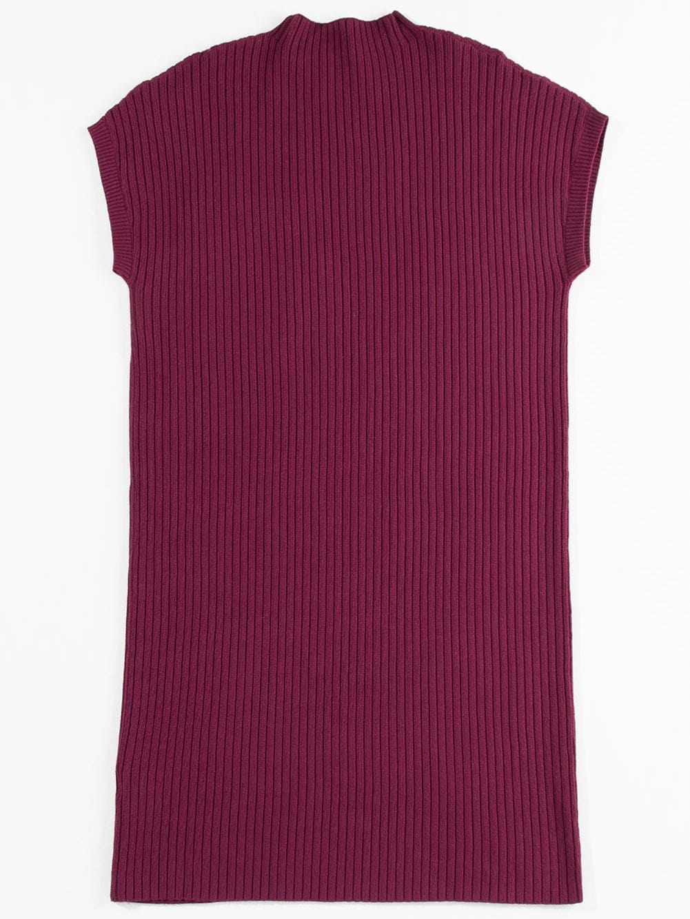 Crimson Dahlia Ribbed Knit Short Sleeve Sweater Dress with Patch Pocket