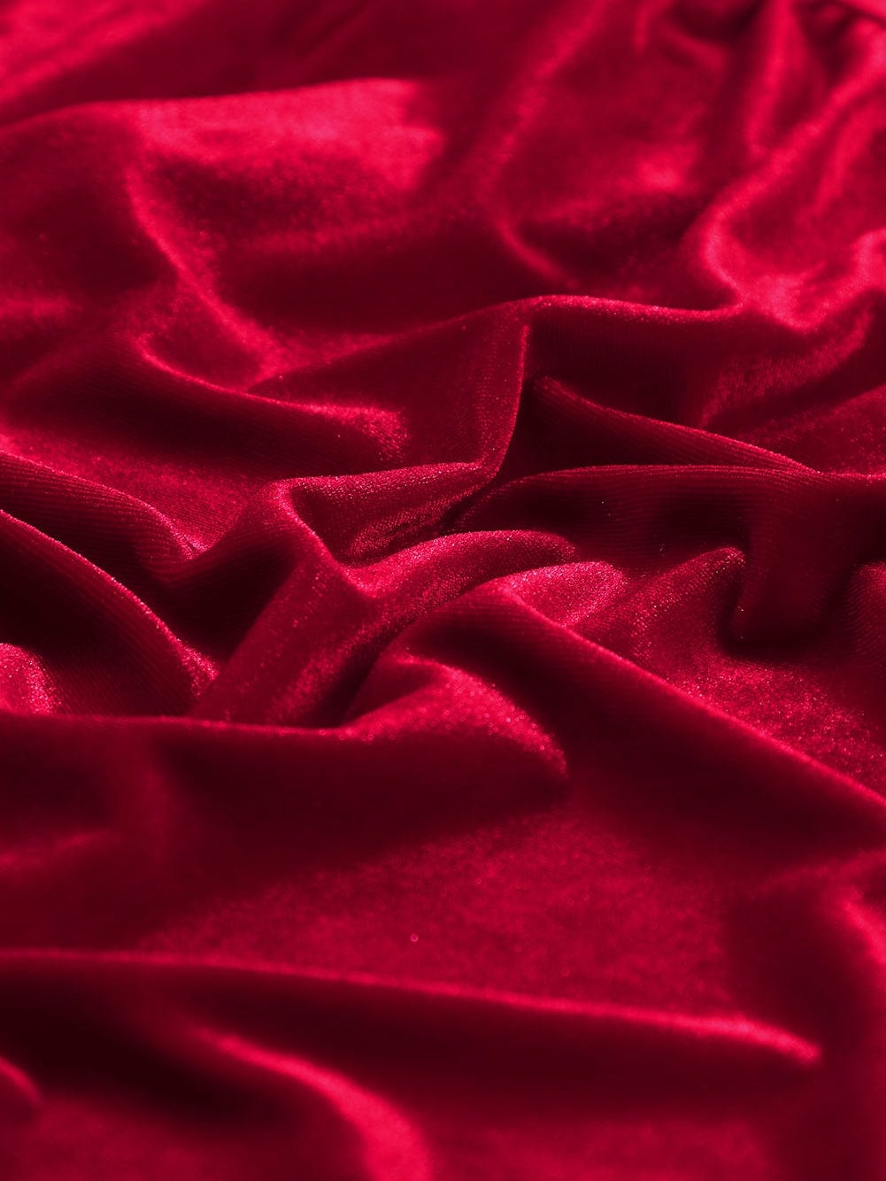 Crimson Long Sleeve Crinkle Velvet Shirt Dress with Ruffle Detail