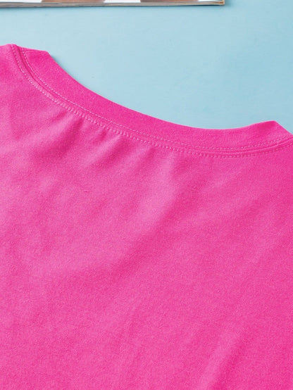 Crimson Red Extended Length Short Sleeve Slit Detail Drop Shoulder Blouse